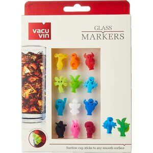 NIB Vacuvin Glass Markers Party People 12ct